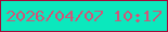 文字の大きさ：1、枠の色：a50838、背景の色：0be8bd、文字の色：ce5779 無料ブログパーツのブログ時計