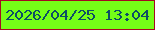 文字の大きさ：4、枠の色：a50921、背景の色：75ff17、文字の色：0d4e65 無料ブログパーツのブログ時計