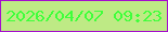 文字の大きさ：2、枠の色：a50dce、背景の色：beea85、文字の色：3fff3b 無料ブログパーツのブログ時計