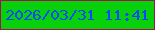 文字の大きさ：2、枠の色：a50e56、背景の色：07d10a、文字の色：0646fd 無料ブログパーツのブログ時計