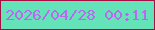文字の大きさ：2、枠の色：a50f43、背景の色：64e3b8、文字の色：ba68ee 無料ブログパーツのブログ時計