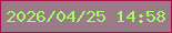 文字の大きさ：5、枠の色：a5114a、背景の色：9c7b89、文字の色：a2fd66 無料ブログパーツのブログ時計