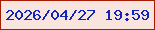 文字の大きさ：5、枠の色：a51c01、背景の色：fae5de、文字の色：0e26bb 無料ブログパーツのブログ時計