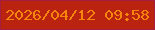 文字の大きさ：5、枠の色：a51d40、背景の色：bb2311、文字の色：f5850c 無料ブログパーツのブログ時計