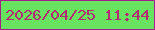 文字の大きさ：3、枠の色：a51d8c、背景の色：68e35f、文字の色：b52972 無料ブログパーツのブログ時計