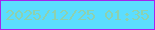 文字の大きさ：4、枠の色：a524ec、背景の色：5cddfe、文字の色：8dd1ae 無料ブログパーツのブログ時計
