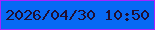 文字の大きさ：4、枠の色：a524ff、背景の色：0769f4、文字の色：200f31 無料ブログパーツのブログ時計