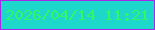 文字の大きさ：2、枠の色：a527e9、背景の色：1dd7ca、文字の色：32f668 無料ブログパーツのブログ時計