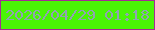 文字の大きさ：1、枠の色：a52c94、背景の色：4af505、文字の色：90a2b2 無料ブログパーツのブログ時計