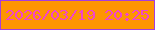 文字の大きさ：3、枠の色：a53ddd、背景の色：fe9502、文字の色：f244cb 無料ブログパーツのブログ時計