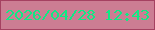 文字の大きさ：4、枠の色：a54161、背景の色：cc7d93、文字の色：11e884 無料ブログパーツのブログ時計