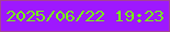 文字の大きさ：1、枠の色：a54296、背景の色：9e18fe、文字の色：76f513 無料ブログパーツのブログ時計