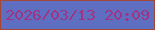 文字の大きさ：4、枠の色：a54736、背景の色：5e6fc1、文字の色：a03484 無料ブログパーツのブログ時計