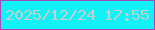 文字の大きさ：4、枠の色：a54bb9、背景の色：12f2f6、文字の色：c8cdcd 無料ブログパーツのブログ時計