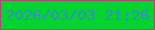文字の大きさ：4、枠の色：a54c6f、背景の色：03d430、文字の色：338fc3 無料ブログパーツのブログ時計