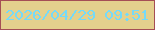 文字の大きさ：2、枠の色：a54e55、背景の色：e4d08d、文字の色：75daf9 無料ブログパーツのブログ時計