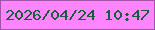 文字の大きさ：2、枠の色：a551a7、背景の色：fe85fd、文字の色：195c3a 無料ブログパーツのブログ時計
