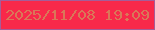 文字の大きさ：4、枠の色：a55d99、背景の色：f8294a、文字の色：d97758 無料ブログパーツのブログ時計