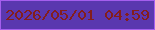 文字の大きさ：2、枠の色：a55eee、背景の色：5a37af、文字の色：831e1d 無料ブログパーツのブログ時計