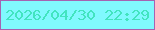文字の大きさ：4、枠の色：a563b2、背景の色：80f9fe、文字の色：42e4bf 無料ブログパーツのブログ時計