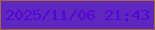 文字の大きさ：2、枠の色：a56646、背景の色：5e27be、文字の色：5505da 無料ブログパーツのブログ時計