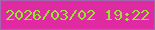 文字の大きさ：5、枠の色：a566af、背景の色：e02aa2、文字の色：94e630 無料ブログパーツのブログ時計