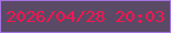 文字の大きさ：3、枠の色：a573e1、背景の色：5a4a66、文字の色：fe154f 無料ブログパーツのブログ時計
