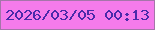 文字の大きさ：5、枠の色：a575a9、背景の色：f57beb、文字の色：4a2aaa 無料ブログパーツのブログ時計
