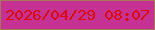 文字の大きさ：4、枠の色：a57658、背景の色：c53294、文字の色：dc0a07 無料ブログパーツのブログ時計