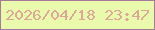 文字の大きさ：1、枠の色：a57b99、背景の色：eafaac、文字の色：dea698 無料ブログパーツのブログ時計