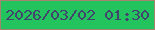 文字の大きさ：2、枠の色：a5846f、背景の色：23c45e、文字の色：42446d 無料ブログパーツのブログ時計