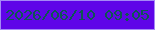 文字の大きさ：3、枠の色：a589f6、背景の色：5f05e8、文字の色：0e5554 無料ブログパーツのブログ時計