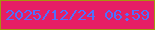 文字の大きさ：5、枠の色：a5950e、背景の色：e61e65、文字の色：4f70ff 無料ブログパーツのブログ時計