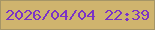 文字の大きさ：3、枠の色：a59566、背景の色：cfb46e、文字の色：7b33c6 無料ブログパーツのブログ時計