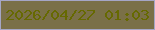 文字の大きさ：4、枠の色：a5a6c6、背景の色：7a7048、文字の色：666901 無料ブログパーツのブログ時計