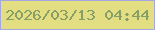 文字の大きさ：2、枠の色：a5a7e3、背景の色：e2de81、文字の色：879e66 無料ブログパーツのブログ時計