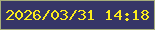 文字の大きさ：4、枠の色：a5ad7b、背景の色：363667、文字の色：fbec1c 無料ブログパーツのブログ時計