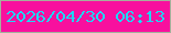 文字の大きさ：2、枠の色：a5b09c、背景の色：f8109e、文字の色：1fd7f4 無料ブログパーツのブログ時計