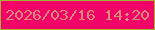 文字の大きさ：2、枠の色：a5b234、背景の色：f10367、文字の色：db8b76 無料ブログパーツのブログ時計