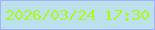 文字の大きさ：1、枠の色：a5b2f8、背景の色：bbe2ec、文字の色：adfa19 無料ブログパーツのブログ時計