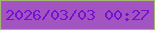 文字の大きさ：5、枠の色：a5b673、背景の色：a255c0、文字の色：7611d1 無料ブログパーツのブログ時計