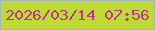 文字の大きさ：2、枠の色：a5b8af、背景の色：beda36、文字の色：be3684 無料ブログパーツのブログ時計
