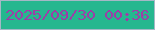 文字の大きさ：1、枠の色：a5b8c6、背景の色：26b78f、文字の色：9d3ea7 無料ブログパーツのブログ時計
