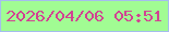 文字の大きさ：5、枠の色：a5bdee、背景の色：a1fc93、文字の色：d24392 無料ブログパーツのブログ時計