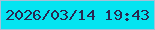文字の大きさ：2、枠の色：a5c0d7、背景の色：04e4f1、文字の色：292851 無料ブログパーツのブログ時計