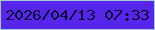 文字の大きさ：2、枠の色：a5cdd6、背景の色：5825ec、文字の色：090831 無料ブログパーツのブログ時計