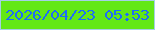 文字の大きさ：2、枠の色：a5d0e6、背景の色：63e816、文字の色：1d6df8 無料ブログパーツのブログ時計
