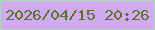 文字の大きさ：3、枠の色：a5dbb4、背景の色：d1aaef、文字の色：597523 無料ブログパーツのブログ時計