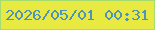 文字の大きさ：2、枠の色：a5dc71、背景の色：e8e941、文字の色：4e93ba 無料ブログパーツのブログ時計