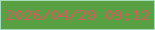 文字の大きさ：5、枠の色：a5ddba、背景の色：59a043、文字の色：cb605a 無料ブログパーツのブログ時計